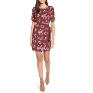 ASTR The Label Burgandy Floral Wrap Mini Dress